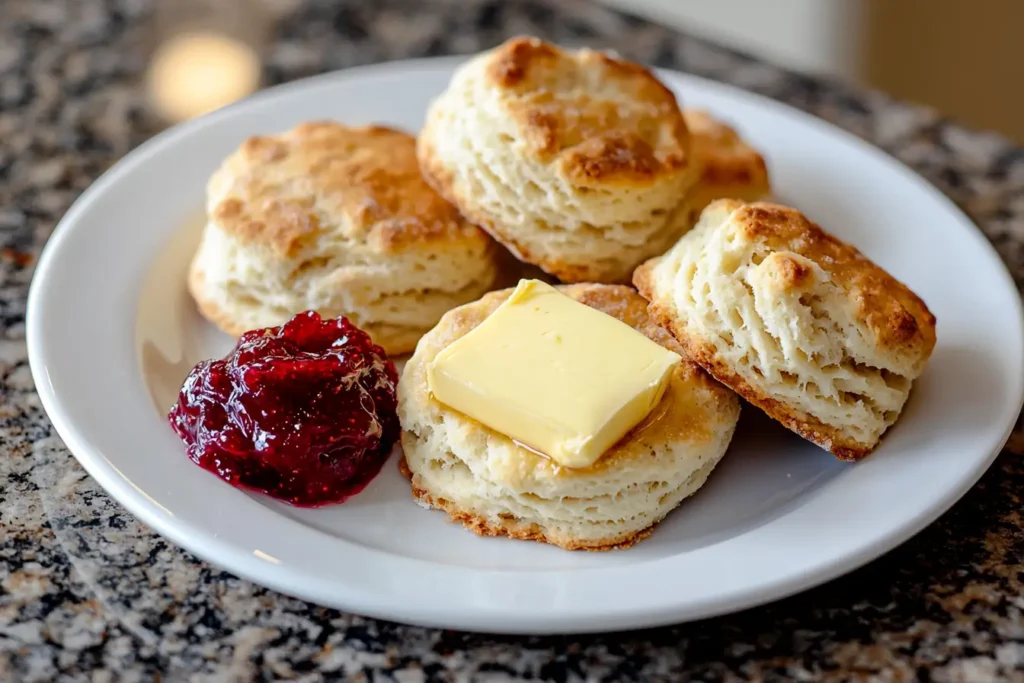 Delicious 3 ingredient biscuit recipe with butter and jam