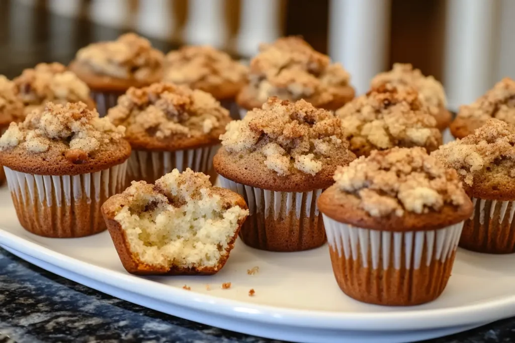 Delicious coffee cake muffins on a plate