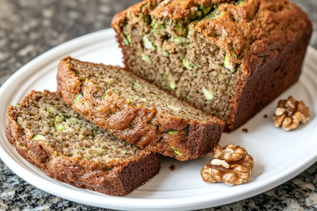Close-up of sliced gluten free zucchini bread