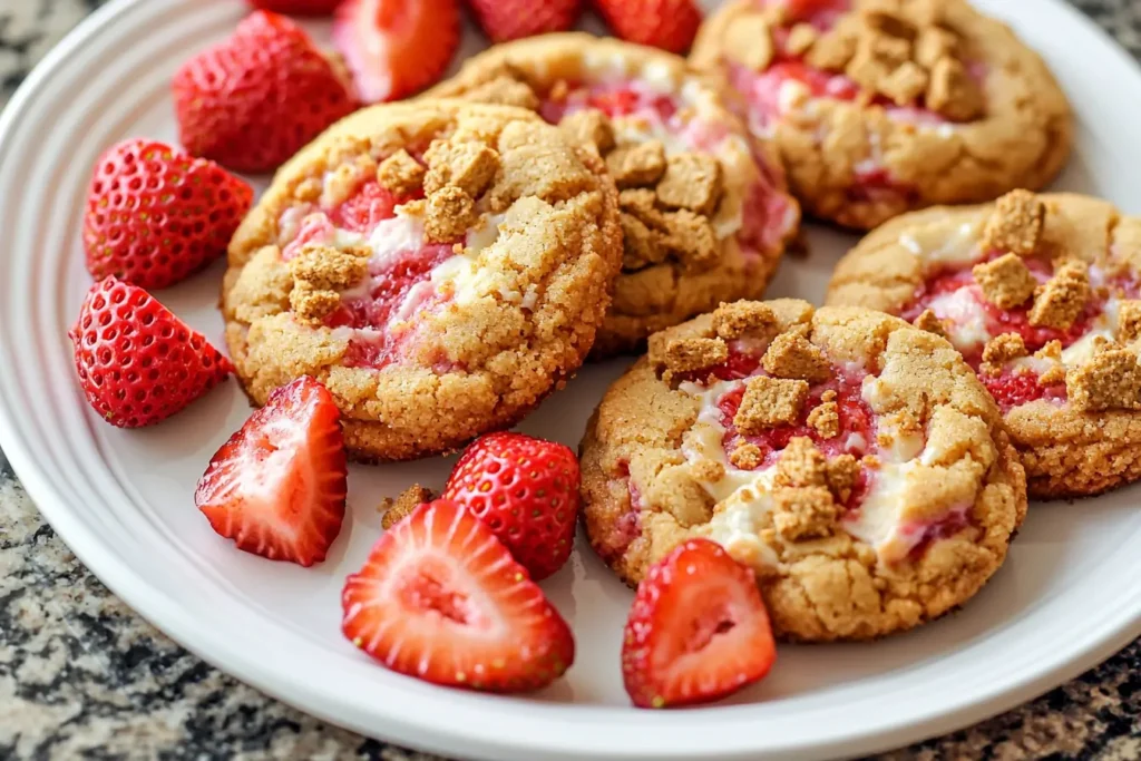 Delicious strawberry cheesecake cookies